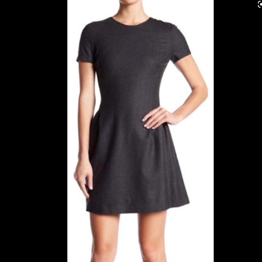 Theory Corset Tee Shift Dress Charcoal Gray 2 XS S